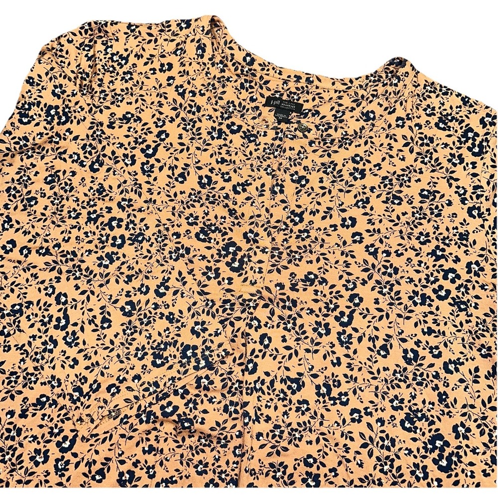 J. Jill Wearever Collection Brown Floral V-Neck Tunic Blouse Women's Plus 2X $89
